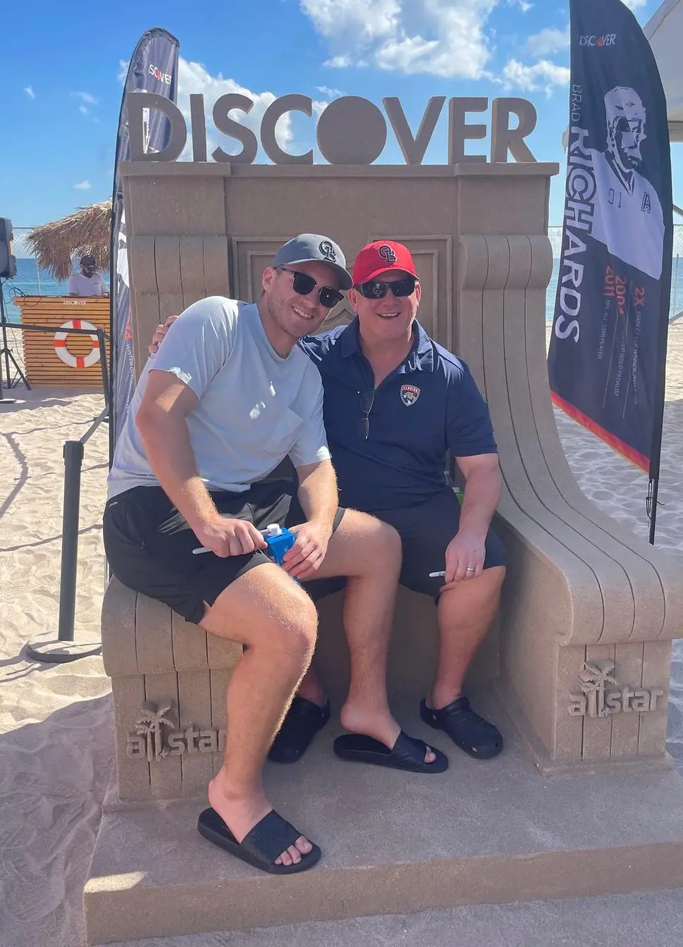 The father-son duo enjoying the Discovery's Beach Fest Activation on February 4. 
