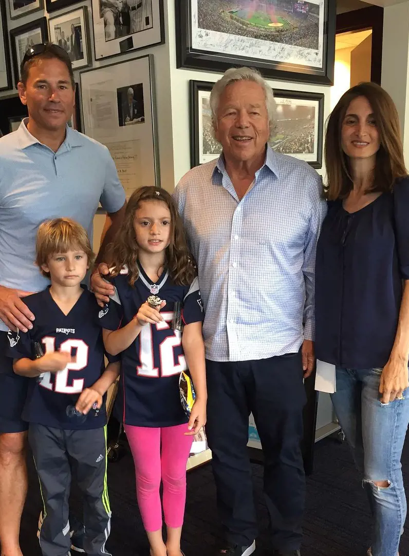 Head coah of the Vegas Golden Knights, Bruce and his family with Robert Kraft in Pats Camp.