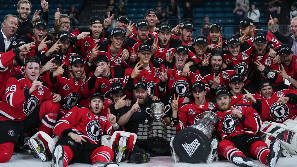 Quebec Remparts after defeating Thunderbirds to capture Memorial Cup in 2023
