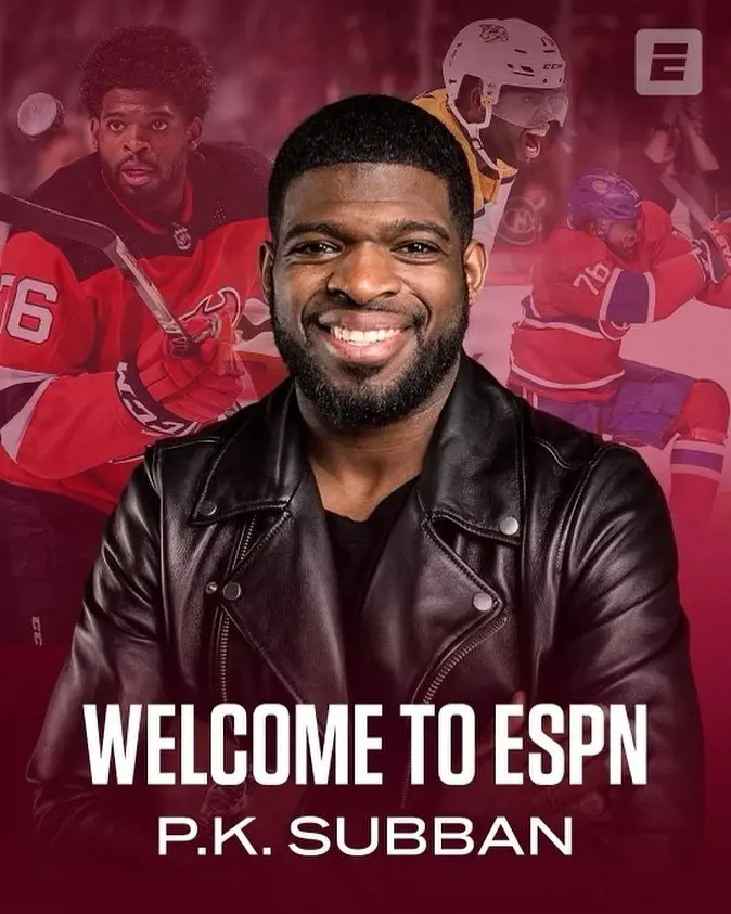 Subban signed a three-year full-time contract with ESPN in November 2022